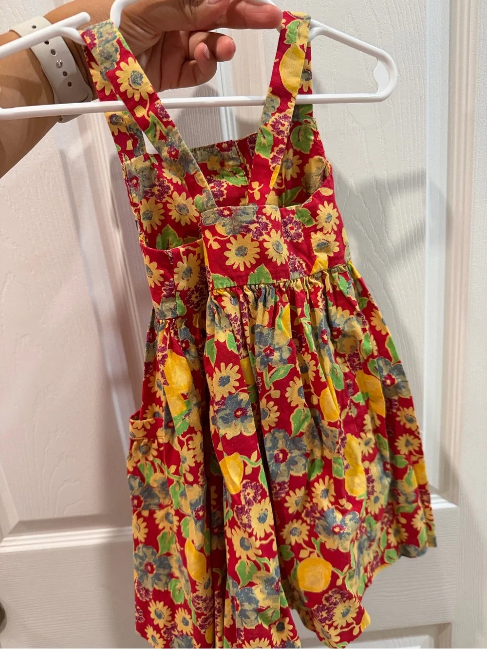 Ralph Lauren Red Floral Lemon Pinafore Romper